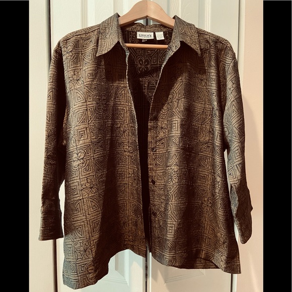 Fabulous~Chico’s~Boxy Jacket In a Rich Copper/Brown & Black Print - Picture 7 of 12